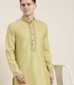 Begish green cotton dori embroidered kurta