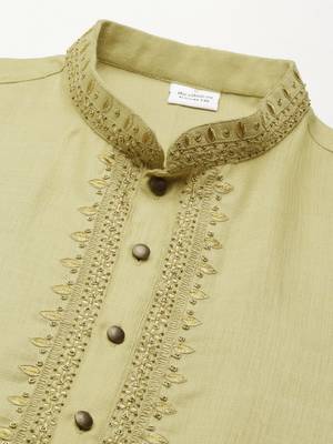 Begish green cotton dori embroidered kurta 3