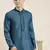 Denim blue cotton dori embroidered kurta