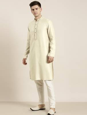 Cream cotton dori embroidered kurta 4