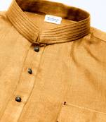 Mustard cotton pathani kurtas with patch pocket