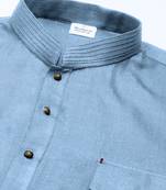 Light blue cotton pathani kurtas with patch pocket