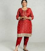 Red muslin silk kurta pant set