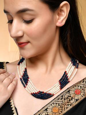 Handcrafted beautiful long layered pearl nacklace for women/girls 1