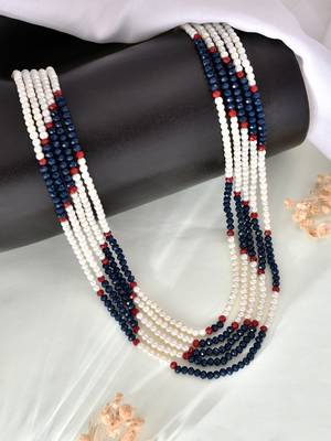 Handcrafted beautiful long layered pearl nacklace for women/girls 2