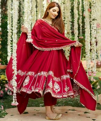 ROMAN SILK EMBROIDERY PARTY WEAR SUIT SET  1