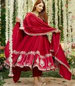 ROMAN SILK EMBROIDERY PARTY WEAR SUIT SET 