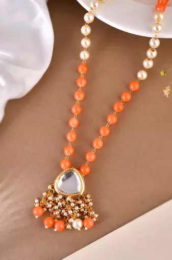 Handcrafted beautiful long layered pearl nacklace for women/girls
