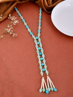 Gold-plated pearls tasselled necklace 1