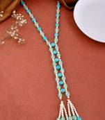 Gold-plated pearls tasselled necklace