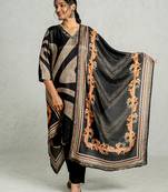Black muslin silk kurta pant set with dupatta
