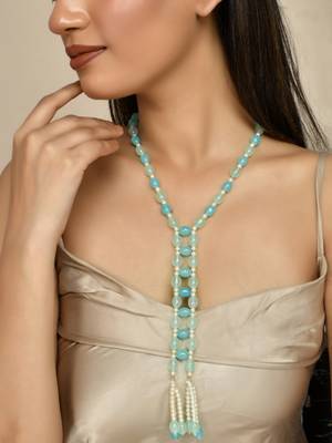 Gold-plated pearls tasselled necklace 2