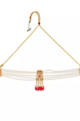 Traditional gold tone kunden pearls necklace for womens
