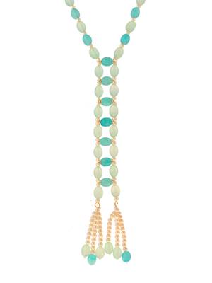 Gold-plated pearls tasselled necklace 4