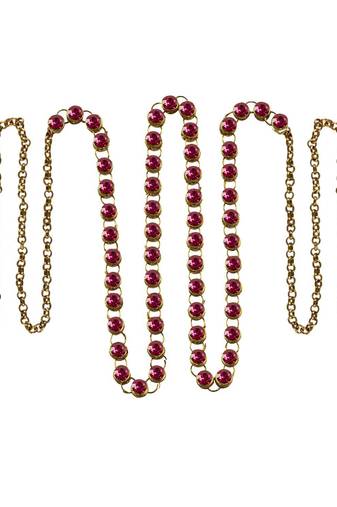 Waist Belt Gold Platted Dark Pink Color Stone Size 44 Inch With Adjustable