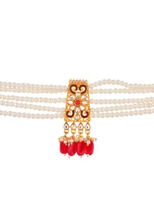 Traditional gold tone kunden pearls necklace for womens 4