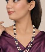 Gold-plated pearls tasselled necklace