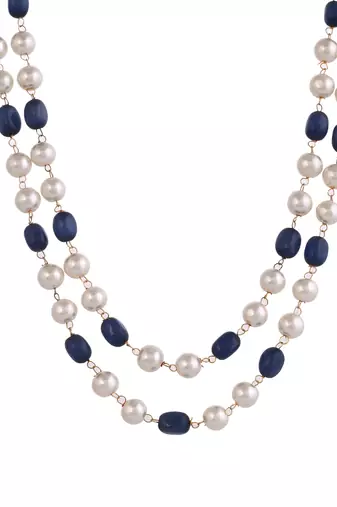 Gold-plated pearls tasselled necklace