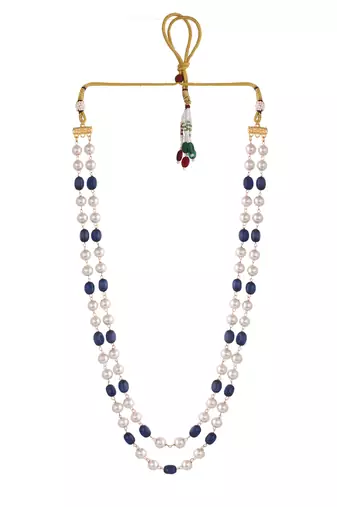 Gold-plated pearls tasselled necklace
