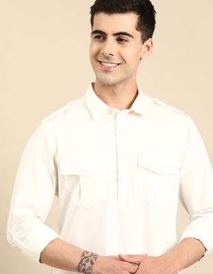 Off white fine cotton pathani with salwar 1