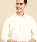 Off white fine cotton pathani with salwar