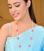 Gold-plated pearls tasselled necklace for women