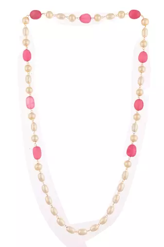 Gold-plated pearls tasselled necklace for women