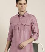 Rose pink cotton pathani with salwar