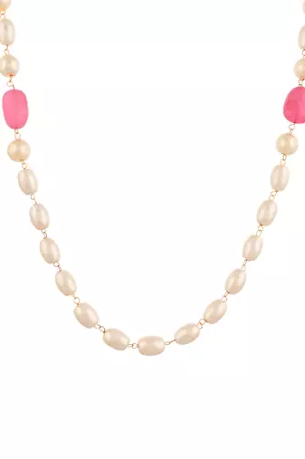Gold-plated pearls tasselled necklace for women