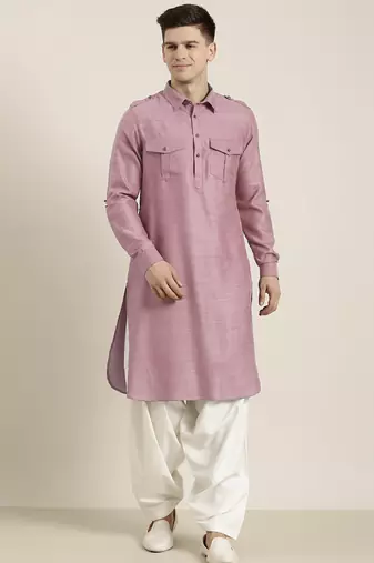 Rose pink cotton pathani with salwar