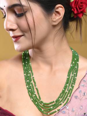 Five layer green color crystal beads necklace 1