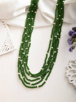 Five layer green color crystal beads necklace 2