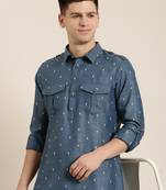 Denim blue cotton pathani with salwar