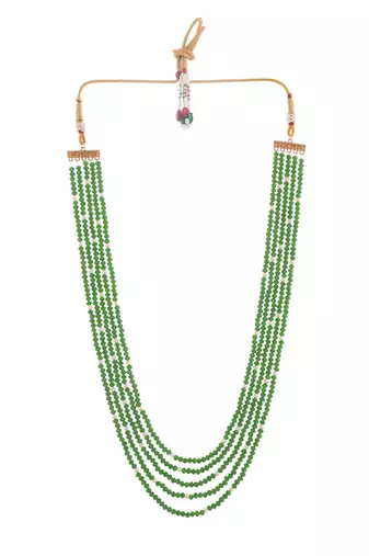 Five layer green color crystal beads necklace