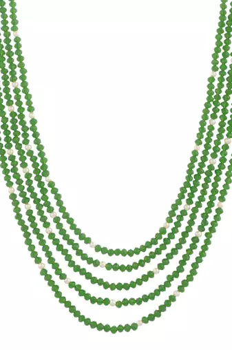 Five layer green color crystal beads necklace
