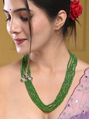 Kundan five layer crystal beads necklace 1