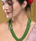 Kundan five layer crystal beads necklace