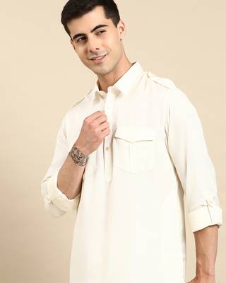 White cotton pathani with salwar 1