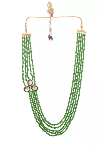 Kundan five layer crystal beads necklace