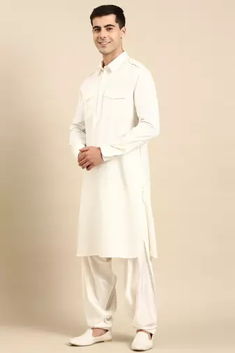 White cotton pathani with salwar