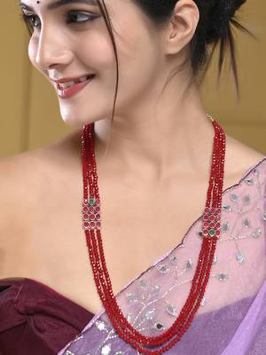 3 layer  kundan & red  beads necklace 1