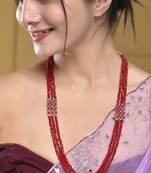 3 layer  kundan & red  beads necklace