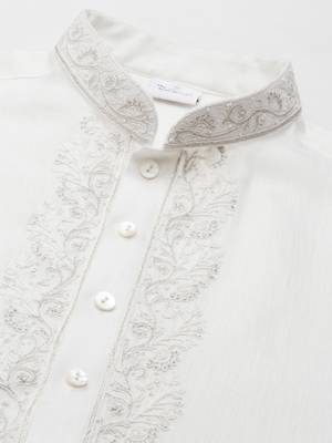 Cream cotton dori embroidery kurta 3