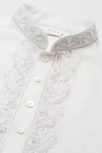 Cream cotton dori embroidery kurta