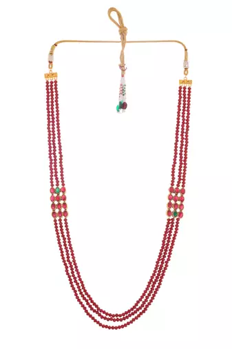 3 layer  kundan & red  beads necklace