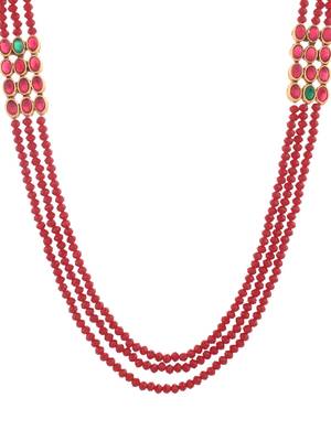 3 layer  kundan & red  beads necklace 4