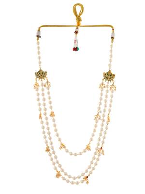 3 layer pearl & kundan beads gold-plated  necklace 2