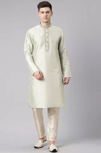 Sage green embroidered kurtas