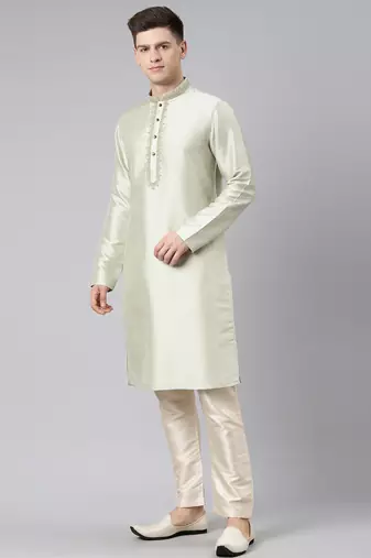 Sage green embroidered kurtas