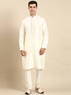 Creame silk dori embroidered kurtas 2